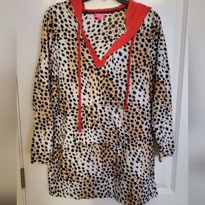 Leopard Print Dress with Red Trim
